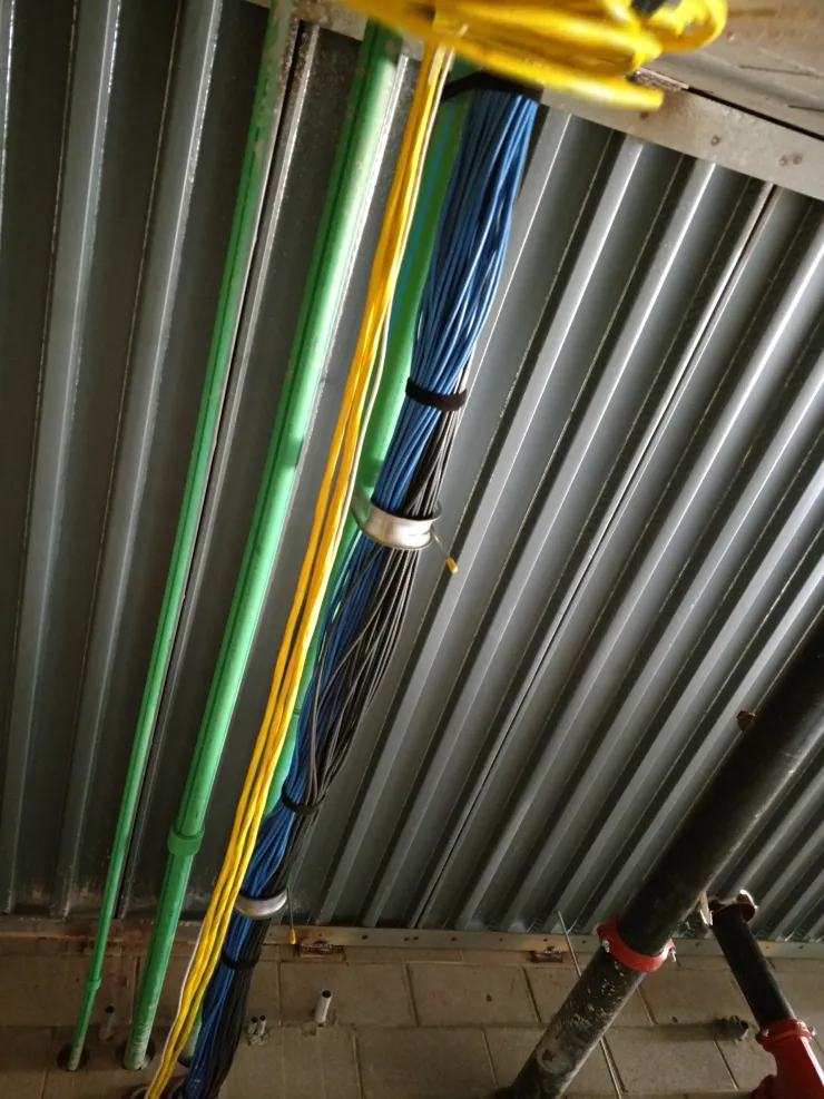 Overhead cable trunk in warehouse ceiling
